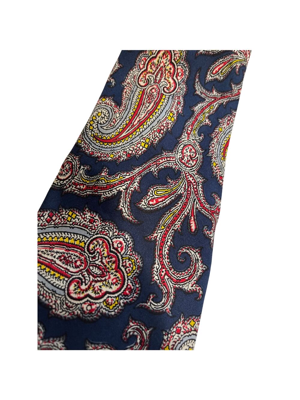 Vintage Bert Pulitzer Blue and Red Paisley Print Pure Silk Necktie